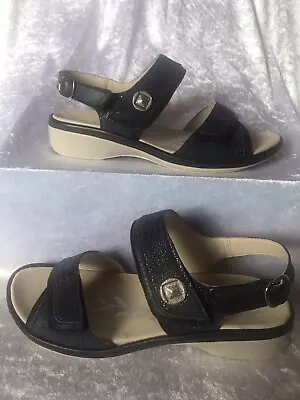 Padders Plus Ladies Hook And Loop Navy Sandals Size 6 “Grazia” • £15