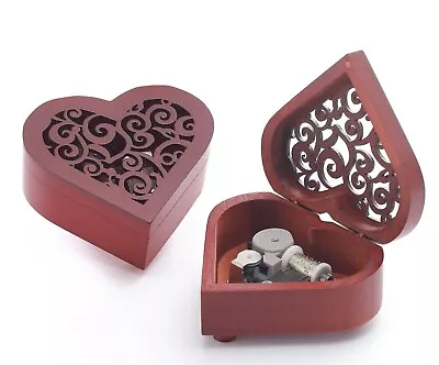 Heart Carving Wood Wind Up Music Box ( More Than 80 Songs Choices ) • $24.69