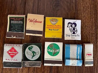 Lot Of 9 - Early Vintage Airline & Railroad Matchbooks • $18.95