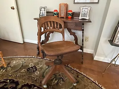 Antique Swivel Sykes Of Buffalo Oak Office Chair • $395