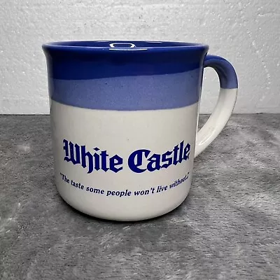 Vintage 1980s White Castle Blue Ceramic Mug Restaurant Advertising Coffee Cup • $17.99