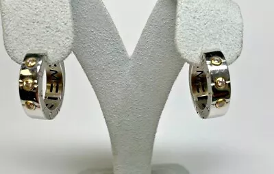 18K White Gold Movado Diamond Huggie Earrings • $1200