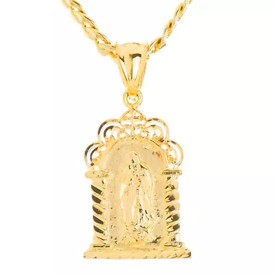 Hip Hop Gold Plated Virgin Mary Pendant 20  Chain Necklace MPG 012 G • $10.99