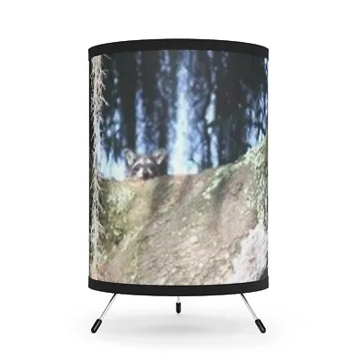 Peek-a-boo Raccoon - Tripod Lamp With High-Res Printed Shade USCA Plug • $47.90