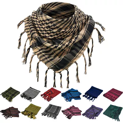 Shemagh Tactical Desert Scarf Wrap Keffiyeh Head Neck Arab Scarf Tassel Scarves • £8.99