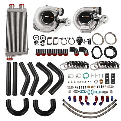 Twin T3 Turbo Kit Intercooler+Piping+BOV+Fuel Oil Line For 3.0L-5.0L 420 HP+ • $635.54