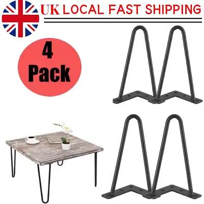 4x Metal Hairpin Table Legs Iron Coffee Table Legs Furniture Desk Leg UK • £16.49