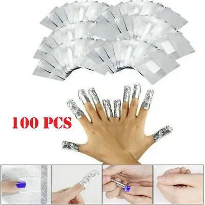 100Pcs Aluminium Foil Nail Wraps Art Soak Off Gel Polish Remover Cleaner • $6.42