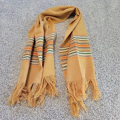 Fringe Women Scarf Wrap Muffler Striped Mustard Colored • $13.50