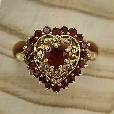 2Ct Heart Cut Lab Created Garnet Vintage Engagement Ring 14K Yellow Gold Plated • $100