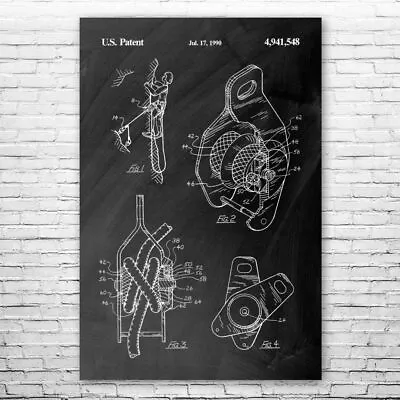 Climbing Belay Patent Poster Print 12 SIZES Man Cave Decor Gym Wall Art • $14.95