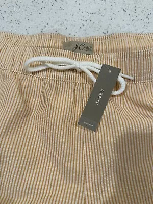 J Crew NWT Gold & White Seersucker Swim Trunks Shorts Mesh Lining Mens Size XXL • $24.47