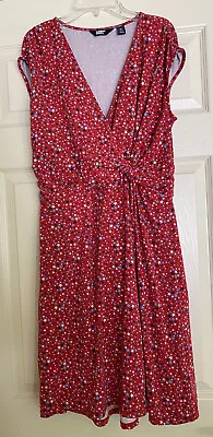 Lands End Woman Starrs Fit Flare V Neck Faux Wrap Dress M • $12.90