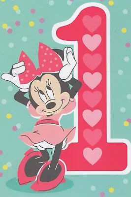 Minnie Mouse Happy 1st First Birthday Card (Age 1) - One Whole Year Since You We • $20.99