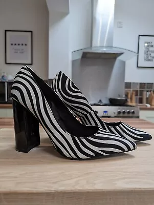 River Island Animal Zebra Print Block Heels Size 6 • £25