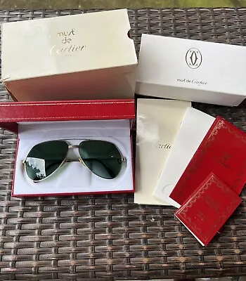 $895 • Buy Vintage Cartier Vendome Sunglasses Titanium 62-14-140 Full Set, Two Sets Of Lens