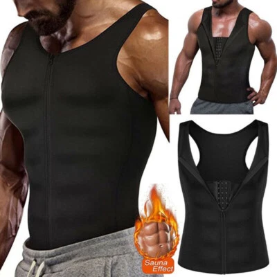 $19.99 • Buy Men Neoprene Body Shaper Sweat Sauna Vest Fat Burner Waist Trainer Shapewear Top