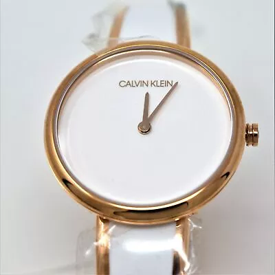 Calvin Klein Seduce White & Rose Gold Bangle Watch K4E2N616 • £129