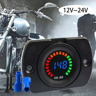 DC 12-24V LED Volt Meter Car Boat Battery Monitor Marine Gauge W / Panel IP65 UK • £11.38