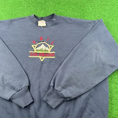 $39.95 • Buy Vintage Vail Colorado Sweatshirt Mens XL Blue Ski Resort Mountain 90s Sweater