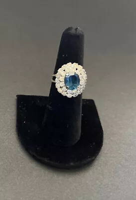 Vintage Faux Sapphire And Rhinestone Ring • $12