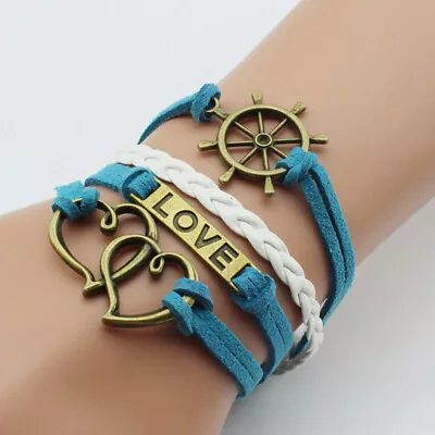 New Braided Bracelet Infinity Friendship Multilayer Charm Leather Bracelets TK40 • $0.01