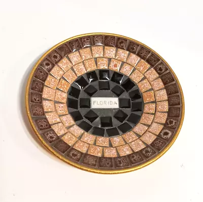 Empress Mosaic Tile Ceramic Bowl Gold Exterior Made In Japan Texture Mid Century • $12