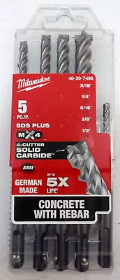 Milwaukee 48-20-7498 SDS Plus 4 Cutter Carbide 5 Pc. Concrete W/Rebar Bit Set • $22.45