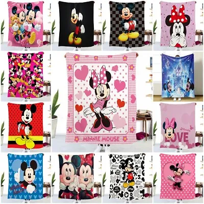 3D Mickey Mouse Minnie Fleece Blanket Throw Cartoon Sofa Bedspread Flannel Rug • £16.90