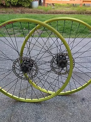 Mavic X317 Disc Rims W/ Shimano XT Hubs 6 Bolt Hayes Rotors 26  Wheelset  • $300