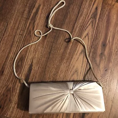 £15.33 • Buy Champagne Colored Sparkly Clutch With Shoulder Strap Wedding Evening Bag