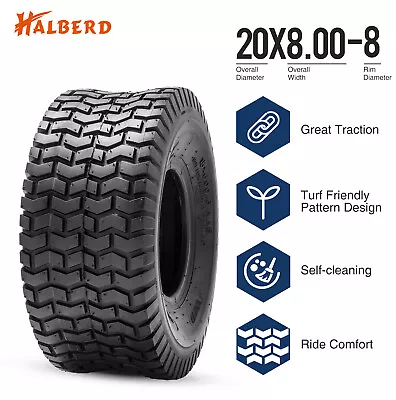 Halberd 20x8.00-8 Lawn Mower Tires 4Ply 20x8x8 Heavy Duty Turf Tractor Tyre 20  • $49.98