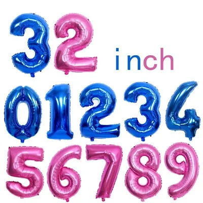 32Inch/81cm Number Foil Balloons Number Ballon Happy Birthday Party (Hot Pink) • $2.99