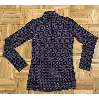 Smartwool Merino Wool 1/4 Zip Base Layer Shirt Womens Small Purple Pattern Aztec • $34.95