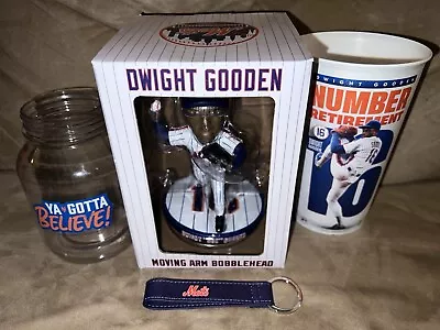 New York Mets SGA 2024: Dwight Gooden Moving Arm Bobblehead Cup Jar & Keychain • $75