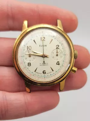 Vintage Elgin Chronograph Men's Watch Venus 188 (works / Missing Pusher) As Is • $350