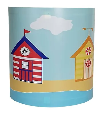 Beach Huts Light Shade Ceiling Seaside Stripe Flag Cloud Summer Blue Yellow Lamp • £19.99