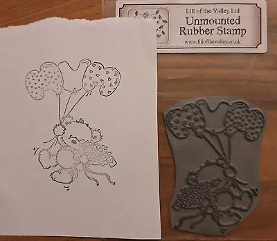 Lili Of The Valley Unmounted Rubber Stamp  Mum Balloons • £3