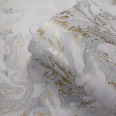 £9.99 • Buy Muriva Elixir Metallic Marble Swirls Abstract Art Grey & Gold Wallpaper 166506