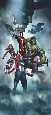 Superhero Wall Mural DOOR SIZE Photo Wallpaper 202x90 Cm Avengers Marvel Hulk • $66.18