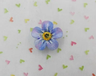 FORGET-ME-NOT BROOCH Blue Flower Friendship Pin Masonic Lapel Pin HAND PAINTED • $8.69