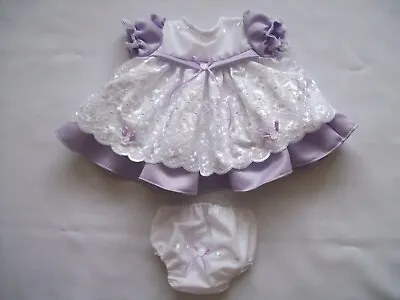 Tiny Baby White Broidery Anglaze And Lilac Dress And Pants • £14.99