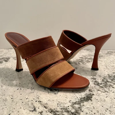 $224.99 • Buy NEW STAUD Sonny High Heeled Sandals Colorblock Brown Leather Size 38.5