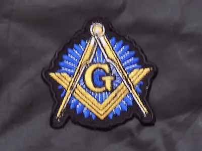 Masonic Square Compass Patch Iron Sew Freemason Fraternity Blue Lodge NEW! • $7.95