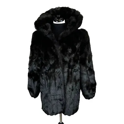 Vintage 80s Sz 7/8 Jorache Faux Fur Jacket Sable Black /Brown • $65
