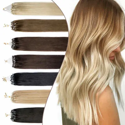 Micro Ring Beads Link Hair Extensions Micro Loop Remy Human Hair Balayage Ombre • $38