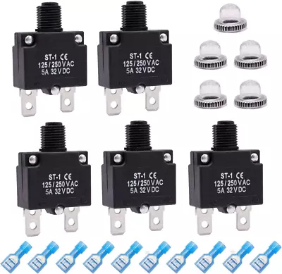Mxuteuk 5Pcs 5Amp Circuit Breakers Push Button Manual Reset 125/250V AC 32V DcO • $14.70