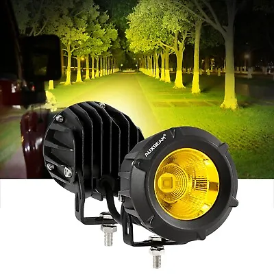 2x LED Motorcycle Headlight Driving Fog Light Lamps Amber Yellow Pods For Harley • $59.79