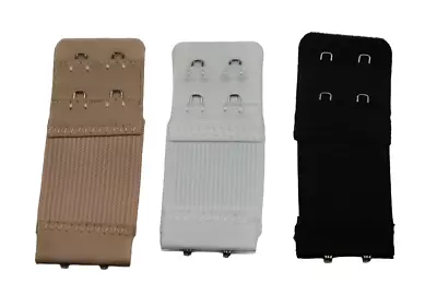 2 Hook Pack Of 3 Bra Extender Extension Clip On Strap Elastic Black White Nude • $4.99