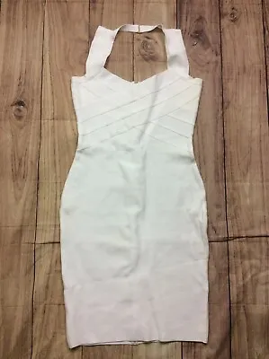 $49 • Buy Herve Leger Bodycon Bandage Cocktail Dress White Straps  C275 *L